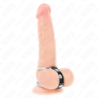 KINK - ANILLO DOBLE DE METAL PARA PENE DE 3,8 CM A 5 CM CONECTADO CON CUERO