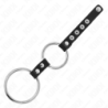 KINK - ANILLO DOBLE DE METAL PARA PENE DE 3,8 CM A 5 CM CONECTADO CON CUERO