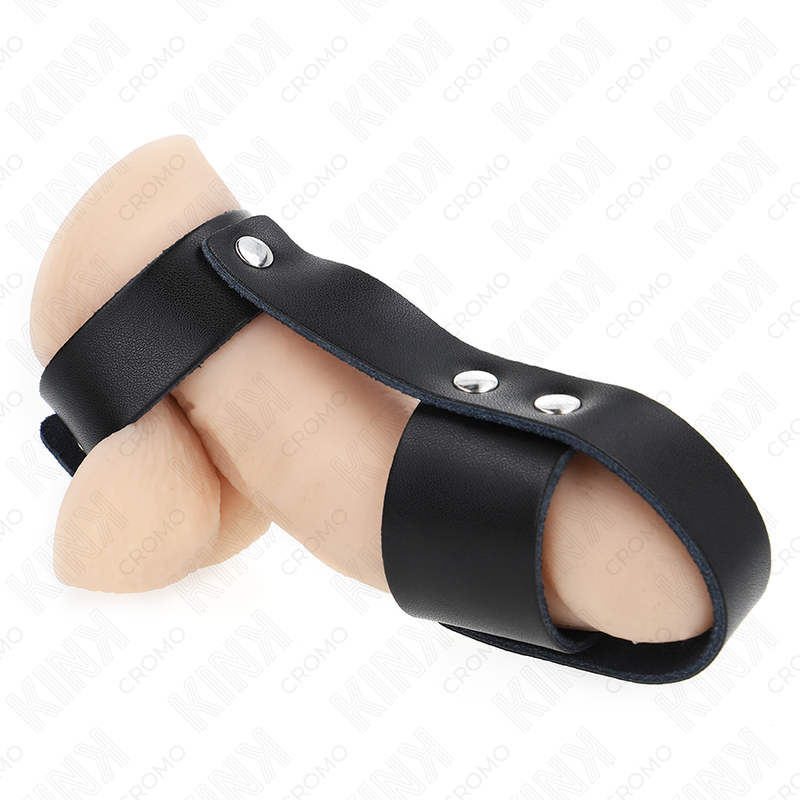 KINK - ANILLO JAULA PENE CUERO CON DIVISOR DE BOLAS AJUSTABLE