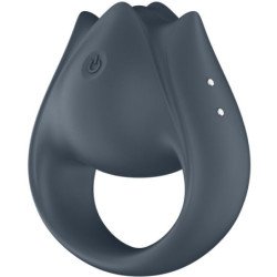 SATISFACTOR - PAR PERFECTO 2 MULTIVIBRADORES 2 EN 1 ANILLO PARA PENE Y ESTIMULADOR DE DEDOS GRIS
