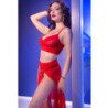 CHILIROSE - CR 4850 CONJUNTO DE TOP Y LEGGINGS ROJOS CON ACCESORIOS DORADOS M