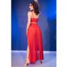 CHILIROSE - CR 4850 CONJUNTO DE TOP Y LEGGINGS ROJOS CON ACCESORIOS DORADOS M