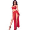 CHILIROSE - CR 4850 CONJUNTO DE TOP Y LEGGINGS ROJOS CON ACCESORIOS DORADOS S