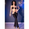 CHILIROSE - CR 4851 CONJUNTO DE TOP Y LEGGINGS NEGROS CON ACCESORIOS DORADOS L