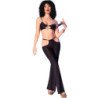 CHILIROSE - CR 4851 CONJUNTO DE TOP Y LEGGINGS NEGROS CON ACCESORIOS DORADOS M