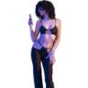 CHILIROSE - CR 4851 CONJUNTO DE TOP Y LEGGINGS NEGROS CON ACCESORIOS DORADOS M
