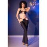 CHILIROSE - CR 4851 CONJUNTO DE TOP Y LEGGINGS NEGROS CON ACCESORIOS DORADOS M