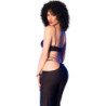 CHILIROSE - CR 4851 CONJUNTO DE TOP Y LEGGINGS NEGROS CON ACCESORIOS DORADOS S