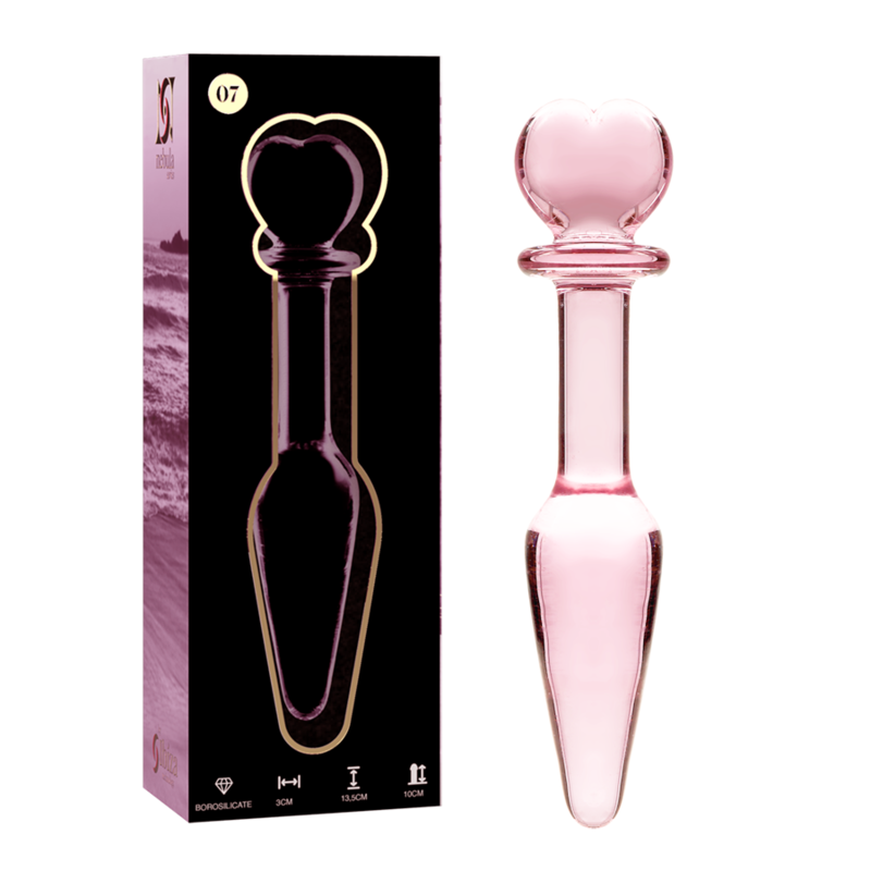 SERIE NEBULA DE IBIZA - MODELO 7 TAPÓN ANAL DE VIDRIO DE BOROSILICATO ROSA 13,5 CM -O- 3 CM