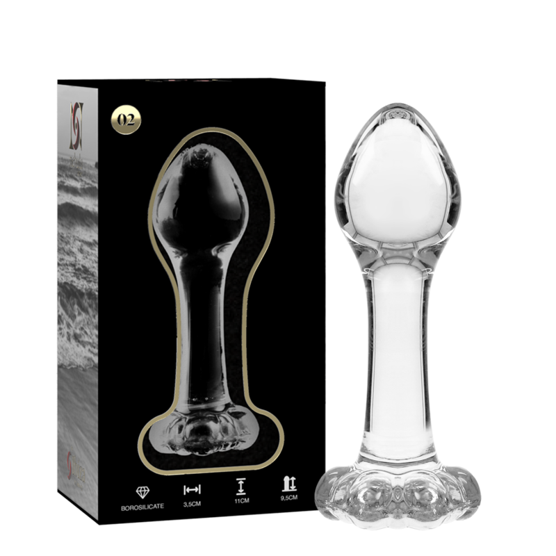 NEBULA SERIES BY IBIZA - MODELO 2 TAPÓN ANAL DE VIDRIO DE BOROSILICATO TRANSPARENTE 11 CM -O- 3,5 CM