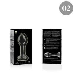 NEBULA SERIES BY IBIZA - MODELO 2 TAPÓN ANAL DE VIDRIO DE BOROSILICATO TRANSPARENTE 11 CM -O- 3,5 CM