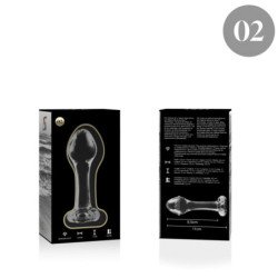 SERIE NEBULA DE IBIZA - MODELO 2 TAPÓN ANAL DE VIDRIO DE BOROSILICATO TRANSPARENTE 11 CM -O- 3,5 CM