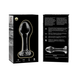 SERIE NEBULA DE IBIZA - MODELO 2 TAPÓN ANAL DE VIDRIO DE BOROSILICATO TRANSPARENTE 11 CM -O- 3,5 CM