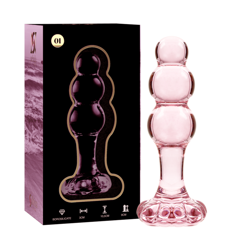 NEBULA SERIES BY IBIZA - MODELO 1 TAPÓN ANAL DE VIDRIO DE BOROSILICATO ROSA 10,5 CM -O- 3 CM