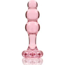 SERIE NEBULA DE IBIZA - MODELO 1 TAPÓN ANAL DE VIDRIO DE BOROSILICATO ROSA 10,5 CM -O- 3 CM