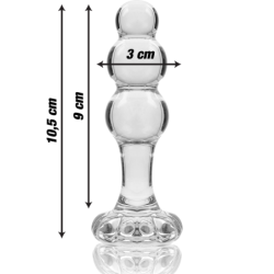 NEBULA SERIES BY IBIZA - MODELO 1 TAPÓN ANAL DE VIDRIO DE BOROSILICATO TRANSPARENTE 10,5 CM -O- 3 CM
