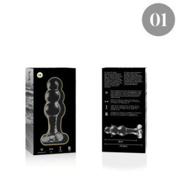 NEBULA SERIES BY IBIZA - MODELO 1 TAPÓN ANAL DE VIDRIO DE BOROSILICATO TRANSPARENTE 10,5 CM -O- 3 CM