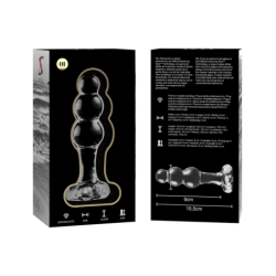 NEBULA SERIES BY IBIZA - MODELO 1 TAPÓN ANAL DE VIDRIO DE BOROSILICATO TRANSPARENTE 10,5 CM -O- 3 CM