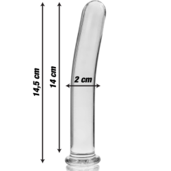 SERIE NEBULA DE IBIZA - MODELO 8 DILDO DE VIDRIO DE BOROSILICATO TRANSPARENTE 14,5 CM -O- 2 CM