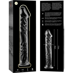 SERIE NEBULA DE IBIZA - MODELO 12 DILDO DE VIDRIO DE BOROSILICATO TRANSPARENTE 17 CM -O- 3,5 CM