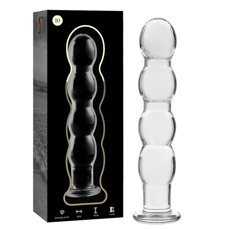 SERIE NEBULA DE IBIZA - MODELO 10 DILDO DE VIDRIO DE BOROSILICATO TRANSPARENTE 16,5 CM -O- 3,5 CM