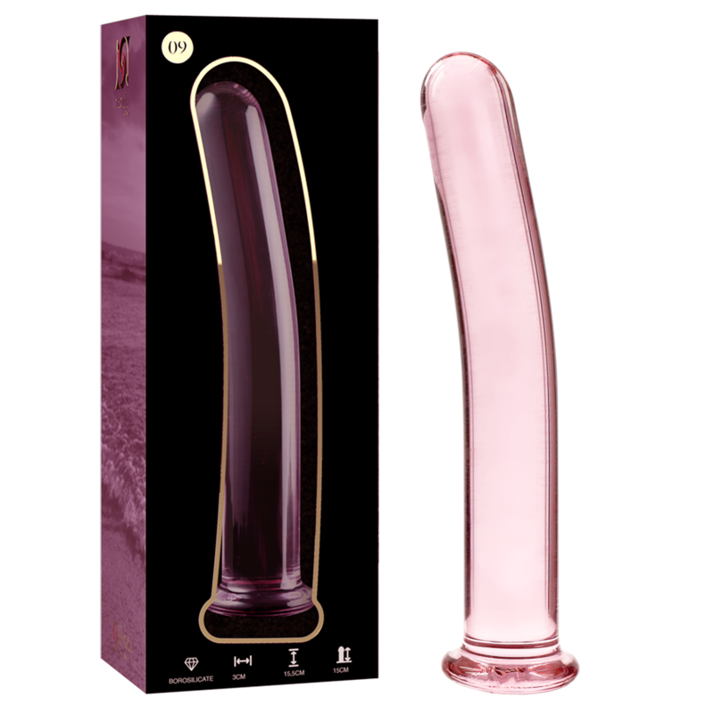 SERIE NEBULA DE IBIZA - MODELO 9 DILDO DE VIDRIO DE BOROSILICATO ROSA 15,5 CM -O- 2,5 CM