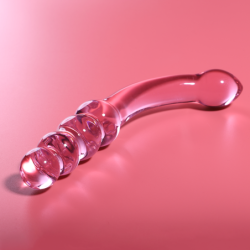 SERIE NEBULA DE IBIZA - MODELO 14 DILDO DE VIDRIO DE BOROSILICATO ROSA 18,5 CM -O- 3 CM