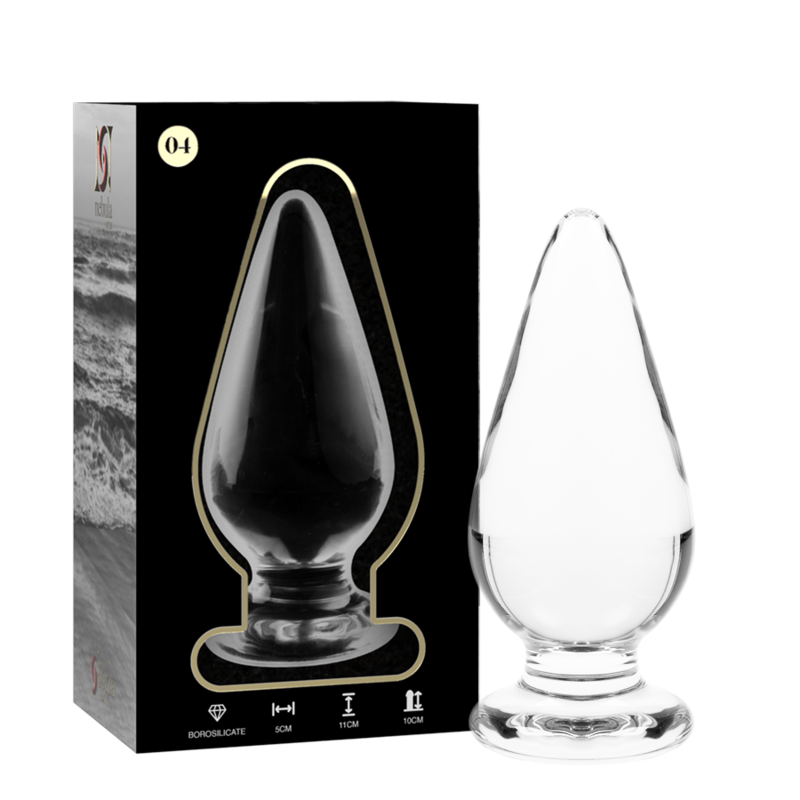 SERIE NEBULA DE IBIZA - MODELO 4 TAPÓN ANAL DE VIDRIO DE BOROSILICATO TRANSPARENTE 11 CM -O- 5 CM