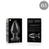 NEBULA SERIES BY IBIZA - MODELO 3 TAPÓN ANAL DE VIDRIO DE BOROSILICATO TRANSPARENTE 11 CM -O- 5 CM