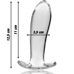 SERIE NEBULA DE IBIZA - MODELO 5 TAPÓN ANAL DE VIDRIO DE BOROSILICATO TRANSPARENTE 12,5 CM -O- 3,5 CM
