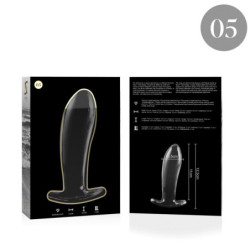 NEBULA SERIES BY IBIZA - MODELO 5 TAPÓN ANAL DE VIDRIO DE BOROSILICATO TRANSPARENTE 12,5 CM -O- 3,5 CM