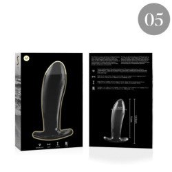 SERIE NEBULA DE IBIZA - MODELO 5 TAPÓN ANAL DE VIDRIO DE BOROSILICATO TRANSPARENTE 12,5 CM -O- 3,5 CM