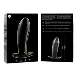 NEBULA SERIES BY IBIZA - MODELO 5 TAPÓN ANAL DE VIDRIO DE BOROSILICATO TRANSPARENTE 12,5 CM -O- 3,5 CM