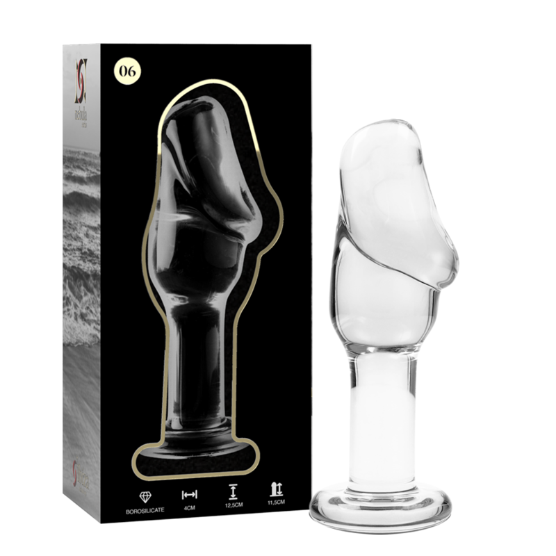 NEBULA SERIES BY IBIZA - MODELO 6 TAPÓN ANAL DE VIDRIO DE BOROSILICATO TRANSPARENTE 12,5 CM -O- 4 CM