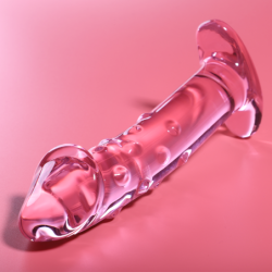 SERIE NEBULA DE IBIZA - MODELO 19 DILDO DE VIDRIO DE BOROSILICATO ROSA 18,5 CM -O- 4 CM