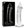 SERIE NEBULA DE IBIZA - MODELO 19 DILDO DE VIDRIO DE BOROSILICATO TRANSPARENTE 18,5 CM -O- 4 CM