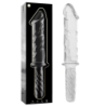 SERIE NEBULA DE IBIZA - MODELO 24 DILDO DE VIDRIO DE BOROSILICATO TRANSPARENTE 28,5 CM -O- 5 CM