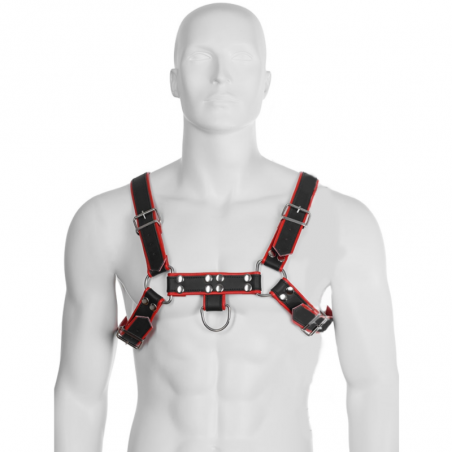 LEATHER BODY CHAIN HARNESS III BLACK / RED