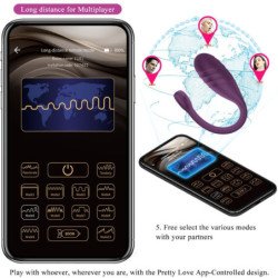 PRETTY LOVE - VIBRADOR LEVIATHAN CONTROLADO POR APP, COLOR MORADO