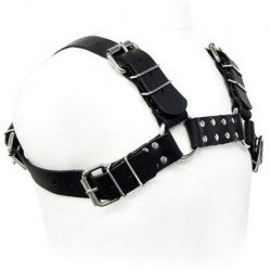 ARNÉS DE CUERO PARA BULLDOG NEGRO