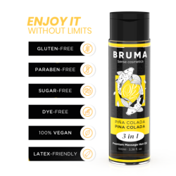 BRUMA - ACEITE CALIENTE PREMIUM PARA MASAJE CON SABOR A PIÑA COLADA 3 EN 1 - 100 ML