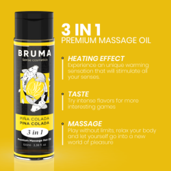 BRUMA - ACEITE CALIENTE PREMIUM PARA MASAJE CON SABOR A PIÑA COLADA 3 EN 1 - 100 ML