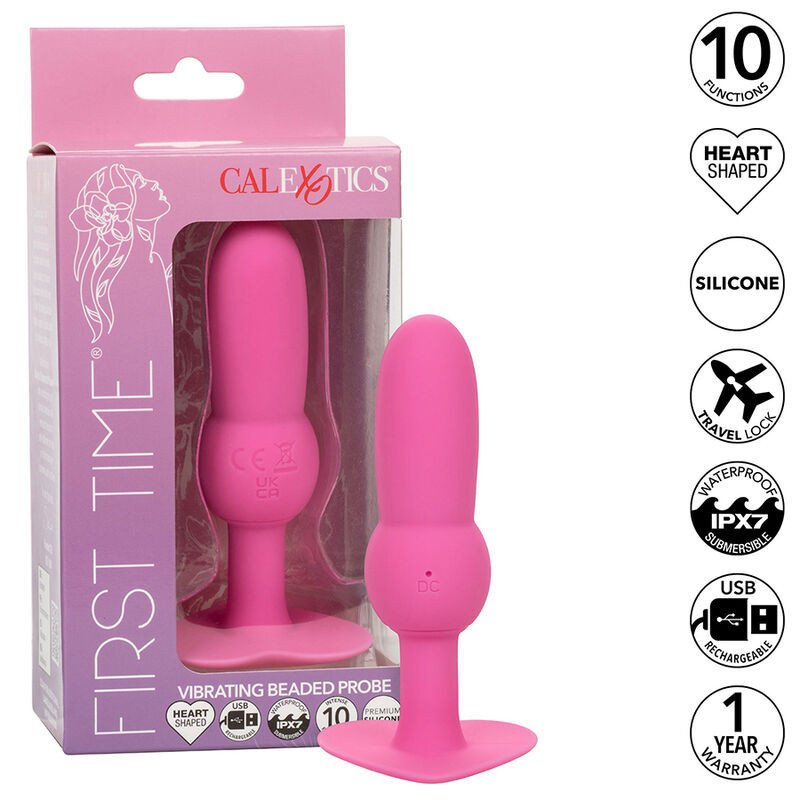 CALEXOTICS - PRIMERA VEZ CON TAPÓN ANAL, SONDA CON PERLAS, 10 VIBRACIONES, ROSA
