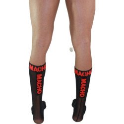 MACHO - CALCETINES FINOS TALLA ÚNICA NEGRO/ROJO