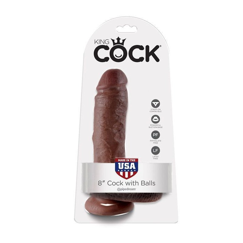 KING COCK 8" PENE MARRÓN CON TESTÍCULOS 20,3 CM
