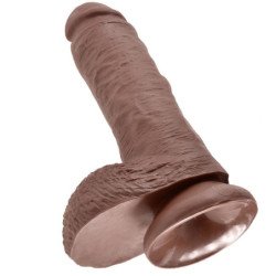 KING COCK 8" PENE MARRÓN CON TESTÍCULOS 20,3 CM