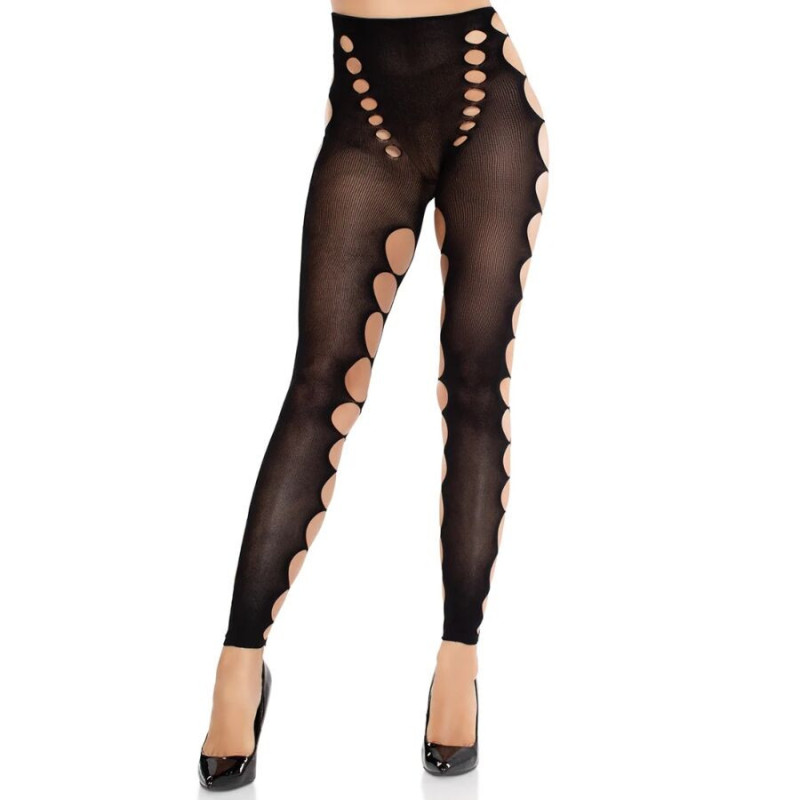 LEG AVENUE - MEDIAS OPACAS SIN COSTURAS CON ABERTURA EN LOS PIES NEGRAS