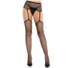 LEG AVENUE - MEDIAS DE ENCAJE CON CRUZ Y LIGUERO NEGRO