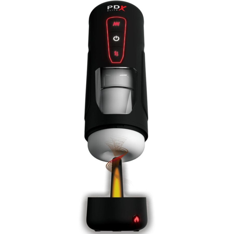 PDX ELITE - MILK ME HOTTER: MASTURBADOR AUTOMÁTICO CON VIBRACIÓN, EFECTO DE EMPUJE Y CALOR