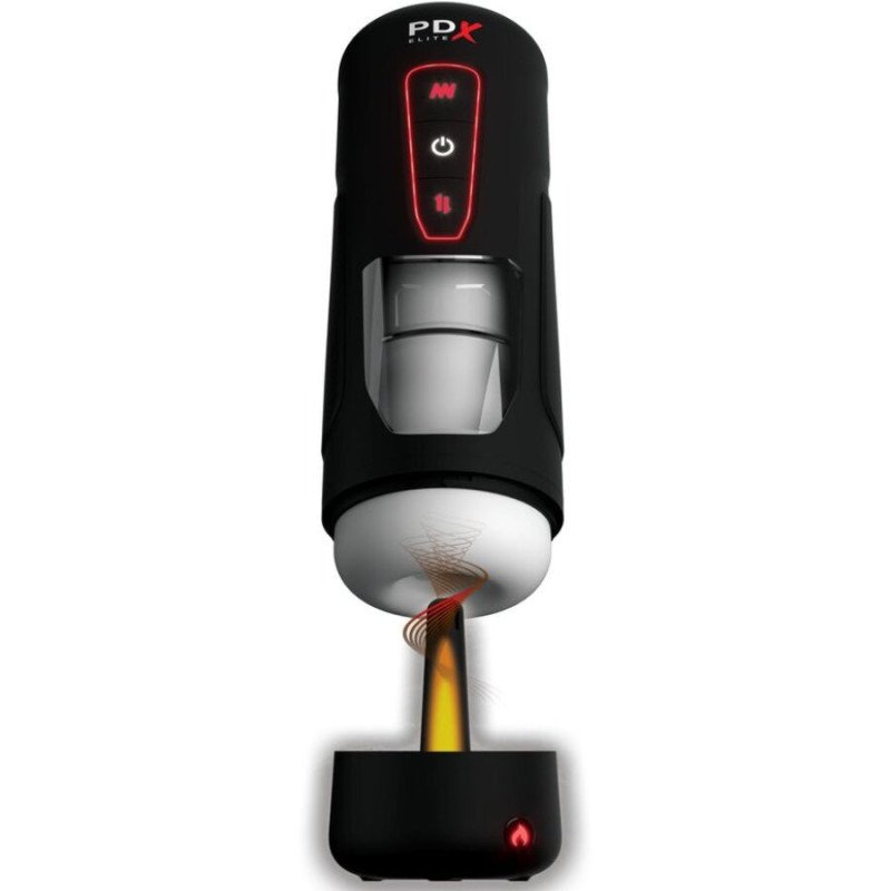 PDX ELITE - MILK ME HOTTER: MASTURBADOR AUTOMÁTICO CON VIBRACIÓN, EFECTO DE EMPUJE Y CALOR